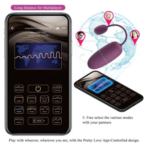 PRETTY LOVE - Nymph, 12 vibration functions Mobile APP Long-distance Control, ABS, 1 AAA battery Pretty Love