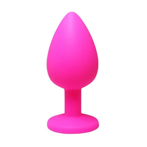 Pink medium butt plug with white crystal Fantasy