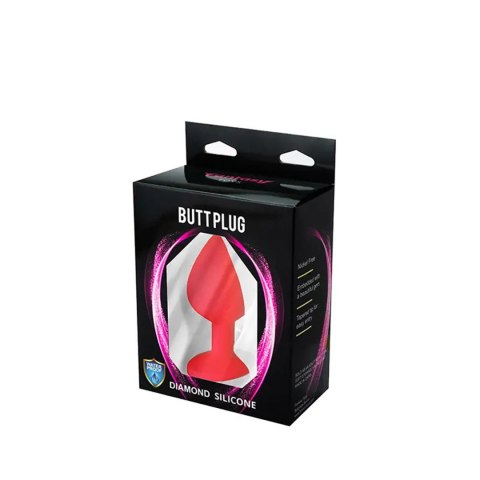 Red large butt plug with white crystal Fantasy