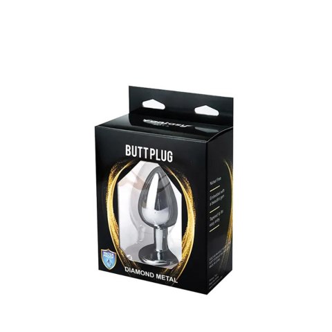 Silver Medium Butt Plug with White Diamond Fantasy