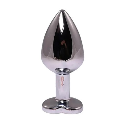 Silver small heart-shaped butt plug with pink crystal Fantasy