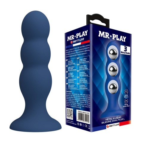 Mr. Play Metal & Liquid Silicone Anal Plug with 3 Metal Balls Mr. Play