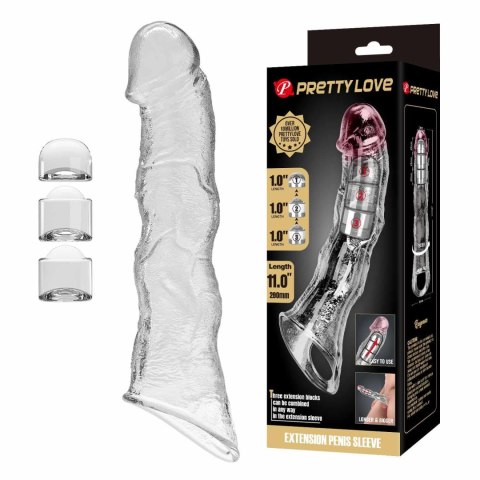 Pretty Love Extension Penis Sleeve with Modular Length Blocks Clear - 28 cm Pretty Love