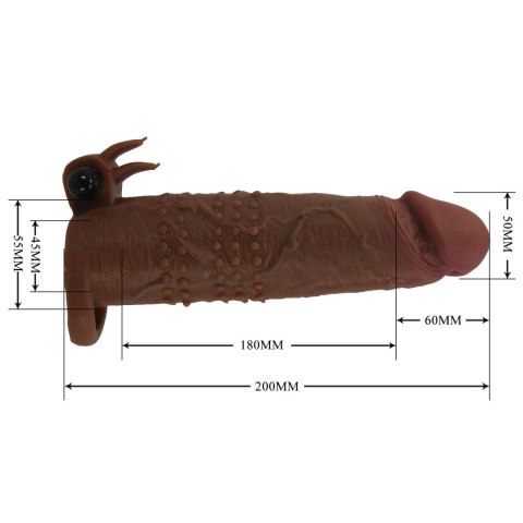 Pretty Love Quillon - 20 cm Vibrating Penis Sleeve Brown Pretty Love
