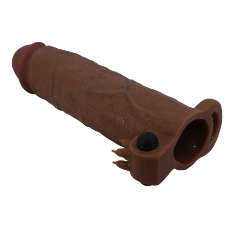 Pretty Love Xerxes - 22 cm Vibrating Penis Sleeve, Dark Brown Pretty Love