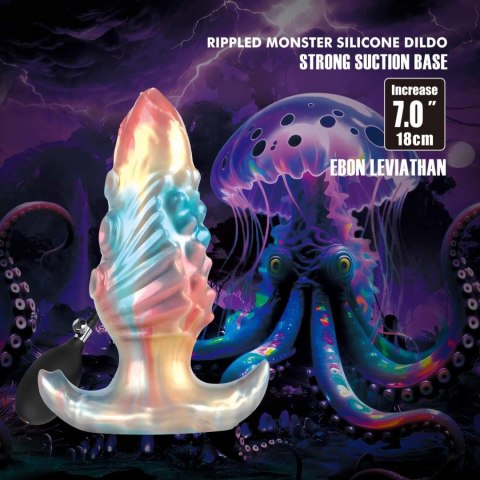 Power Monsters Ebon Leviathan - 18 cm Rippled Monster Silicone Dildo Power