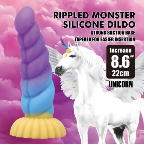 Power Monsters Unicorn - 22 cm Rippled Monster Silicone Dildo Power