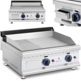 Grill gazowy podwójny gładki ryflowany nierdzewny na gaz ziemny 2x 3.1 kW 0.02 bar 60 x 40 cm Royal catering