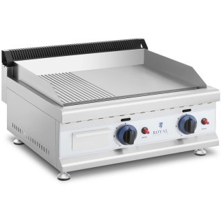 Grill gazowy podwójny gładki ryflowany nierdzewny na gaz ziemny 2x 3.1 kW 0.02 bar 60 x 40 cm Royal catering