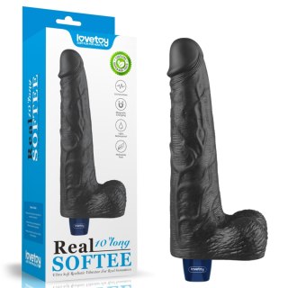 10" REAL SOFTEE Rechargeable TPE Vibrating Dildo(Black) LoveToy - Boys of Toys Sp. z o.o. (dystrybutor)