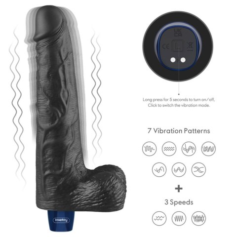 10" REAL SOFTEE Rechargeable TPE Vibrating Dildo(Black) LoveToy - Boys of Toys Sp. z o.o. (dystrybutor)