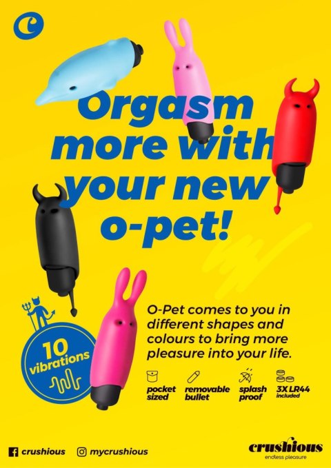 CRUSHIOUS O-PET RABBIT WITH 10 VIBRATION BULLET PASTEL PINK Crushious - Lunyvan S.L.