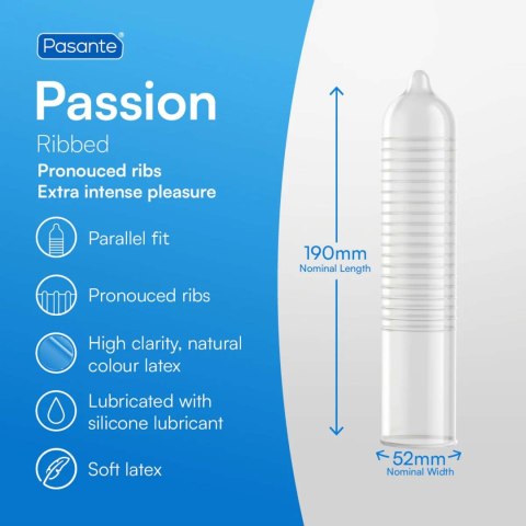 Pasante Ribbed/Passion Condoms 12 pcs PASANTE - Boys of Toys Sp. z o.o. (dystrybutor)