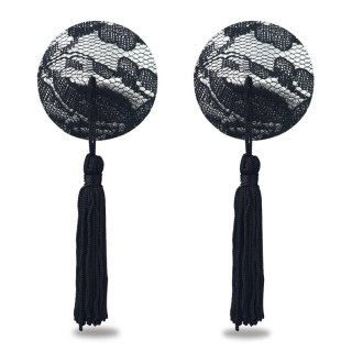 Reusable Black Lace Round Tassel Nipple Pasties LoveToy - Boys of Toys Sp. z o.o. (dystrybutor)