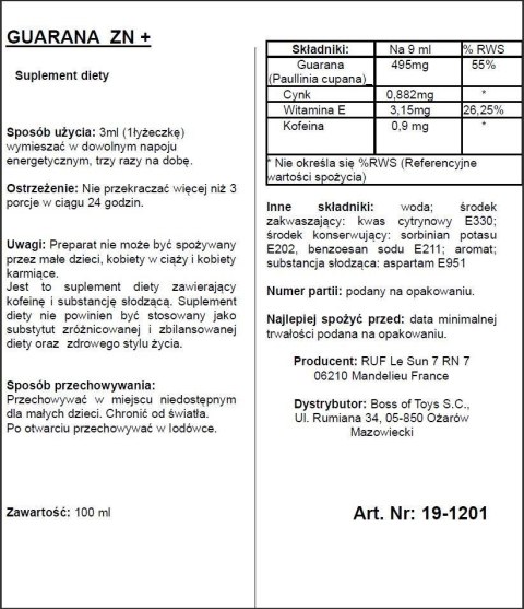 Supl.diety-APHRODICT GUARANA ZN + 100 ml Ruf - S.A.R.L. Estrel production