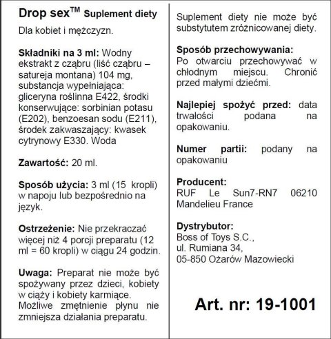 Supl.diety-DROP SEX 20 ML Ruf - S.A.R.L. Estrel production