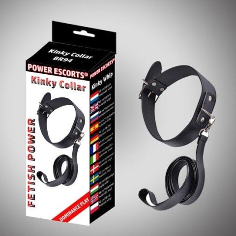 Kinky collar black collar with leash adjustable POWER ESCORTS