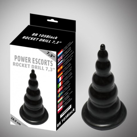 Rocket drill 7,3 inch black large anal plug 7,3 inch / 18,5 cm POWER ESCORTS