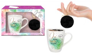 JUST ME - zestaw kubek baryłka 300ml+pompon czarny-Ja piękna, mądra, wyjątkowa House of Mugs
