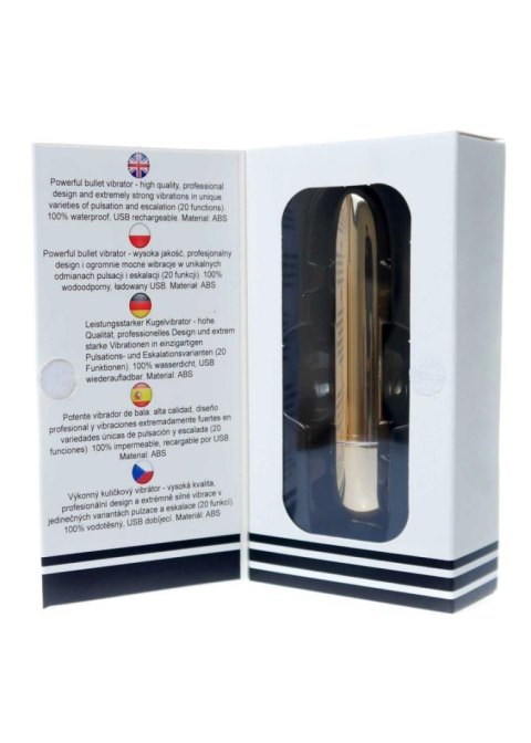 Stymulator-Rechargeable Powerful Bullet Vibrator USB 20 Functions - Gold Boys of Toys Sp. z o.o.