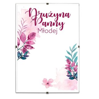 Pamiątkowy biały plakat "Buziaki na pożegnanie Panny Młodej" w antyramie. PROPAGANDA