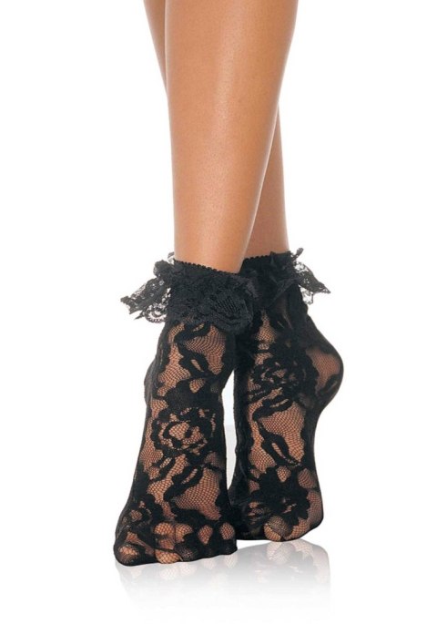 Lace Anklet With Ruffle Black SCALA