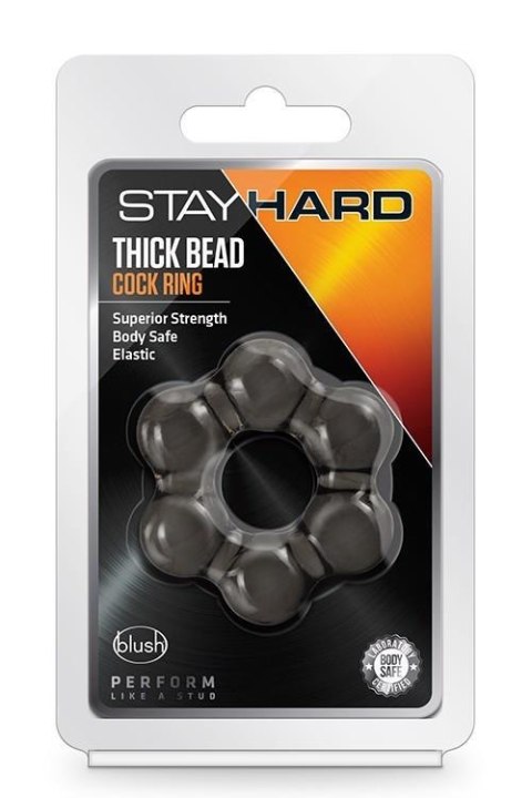 STAY HARD THICK BEAD COCK RING BLACK TONGA