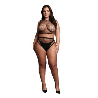 2 piece with crop top, pantie and fishnet structure. SHOTS