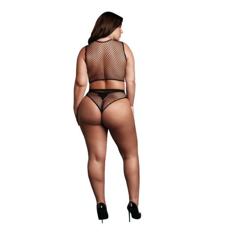 2 piece with crop top, pantie and fishnet structure. SHOTS