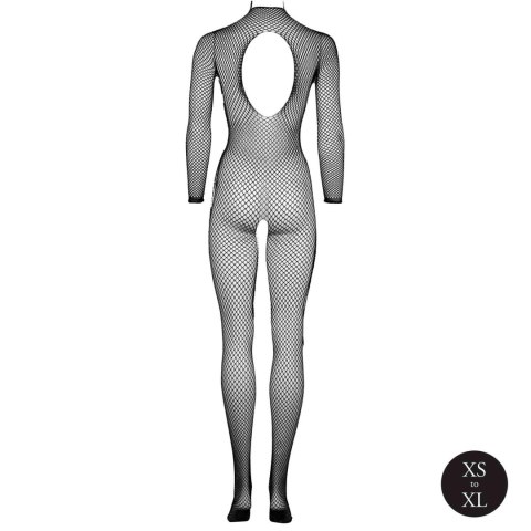 Bodystocking with fishnet structure, open crotch and turtle neck. SHOTS