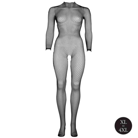 Bodystocking with fishnet structure, open crotch and turtle neck. SHOTS