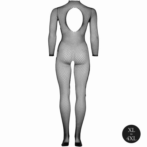 Bodystocking with fishnet structure, open crotch and turtle neck. SHOTS