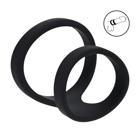 2 Loop Silicone Cockring - Black SHOTS