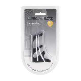3 Loop Silicone Cockring - Black SHOTS