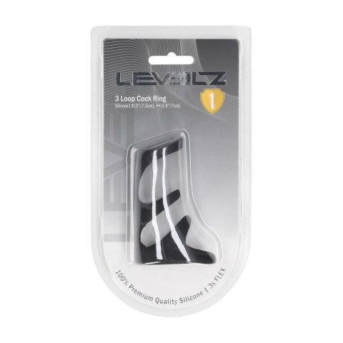3 Loop Silicone Cockring - Black SHOTS