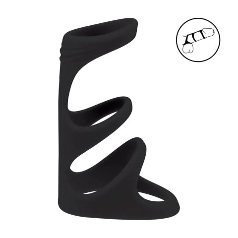 3 Loop Silicone Cockring - Black SHOTS