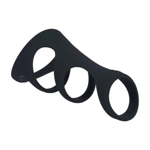 3 Loop Silicone Cockring - Black SHOTS