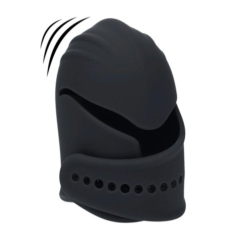 Adjustable Vibrating Silicone Penis Head Stimulator - Black SHOTS