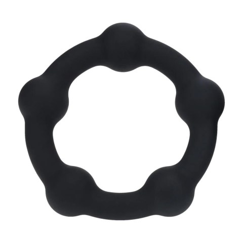 Beaded Silicone Cockring - L - 45mm - Black SHOTS