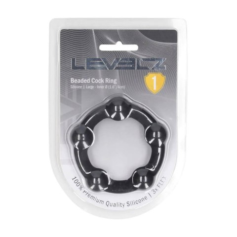 Beaded Silicone Cockring - L - 45mm - Black SHOTS