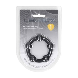 Beaded Silicone Cockring - M - 35mm - Black SHOTS