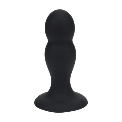 Double Rattle Liquid Silicone Anal Plug - M - Black SHOTS