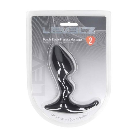 Double Ripple Silicone Prostate Massager - Black SHOTS