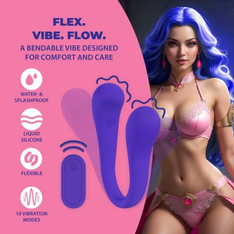 Dual-ended Bendable Vibe with Remote Control - Purple SHOTS