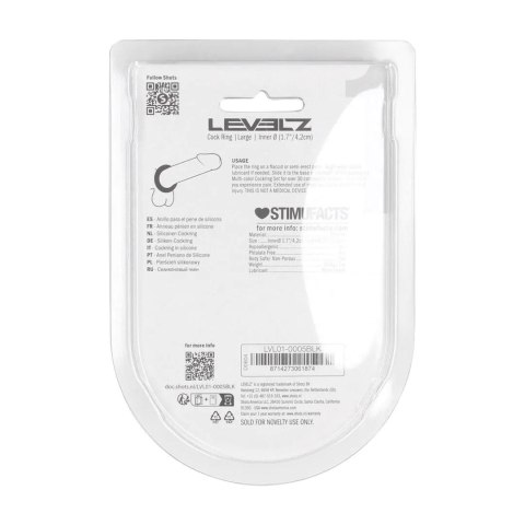 Liquid Silicone Cockring - L - Black SHOTS