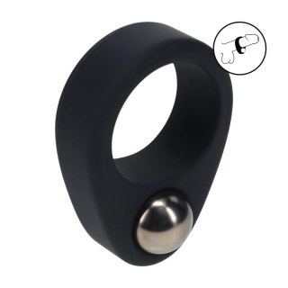 Liquid Silicone Single Weighted Ball Cockring - Black SHOTS