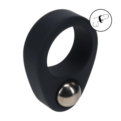 Liquid Silicone Single Weighted Ball Cockring - Black SHOTS
