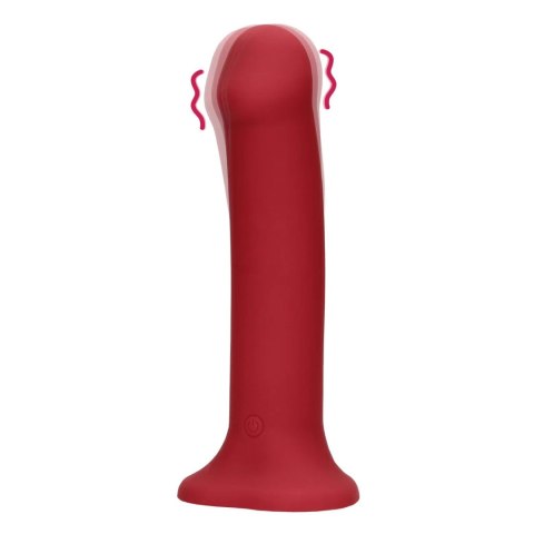 Non-Phallic Vibrating Dildo - Large - Raspberry Red SHOTS