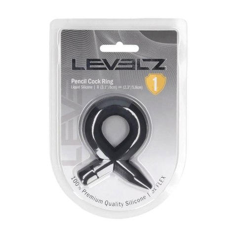 Pencil Liquid Silicone Cockring - Black SHOTS