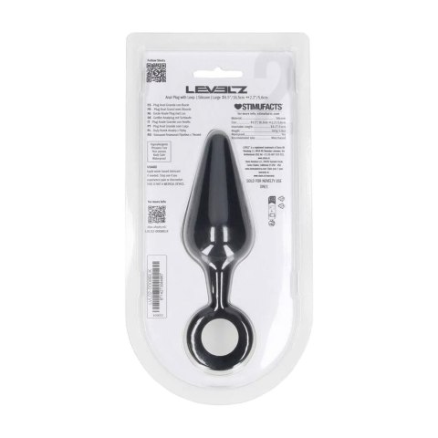 Silicone Anal Plug with Loop - L - Black SHOTS